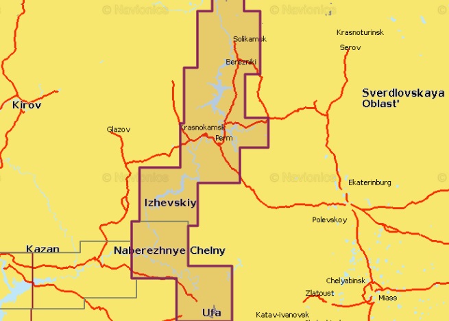  Карта для эхолота Belaya, Upper Kama rivers Река Белая и верхняя Кама 5G636S2