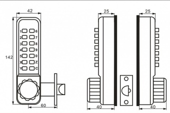 Двусторонний врезной механический кодовый замок Selock Code 20S