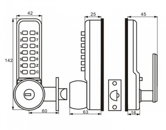 Врезной механический кодовый замок Selock Code 37B
