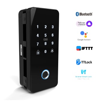 Биометрический замок Selock Hotel Glass для стеклянных дверей с возможностью дистанционного контроля и управления через мобильное приложение