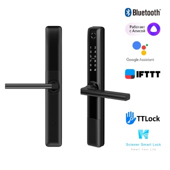 Врезной биометрический замок Selock Hotel Slim Black с возможностью установки на узкопрофильные пластиковые и стеклянные двери