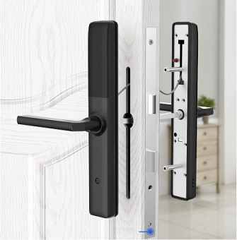 Врезной биометрический замок Selock Hotel Slim Black с возможностью установки на узкопрофильные пластиковые и стеклянные двери