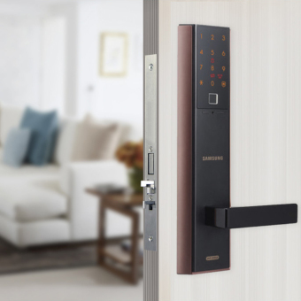 Врезной электронный дверной замок Samsung SHP-DH538 Copper с отпечатком пальца, SHP-DH538MC/VK