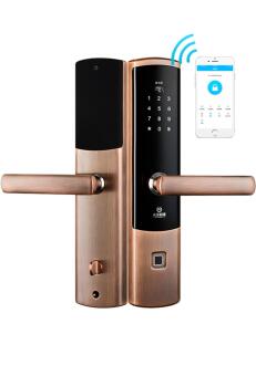 Врезной биометрический замок Selock Hotel Brown с возможностью дистанционного управления и доступа