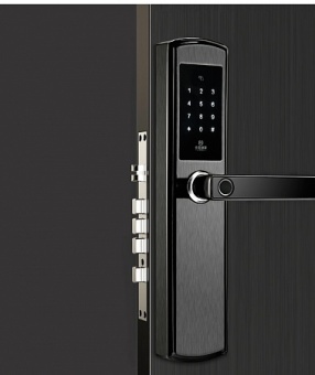 Врезной биометрический замок Selock Hotel FP темно-серый с возможностью удаленного открытия и смены паролей