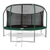 Батут премиум ARLAND 14FT с внутренней страховочной сеткой и лестницей (Dark green)